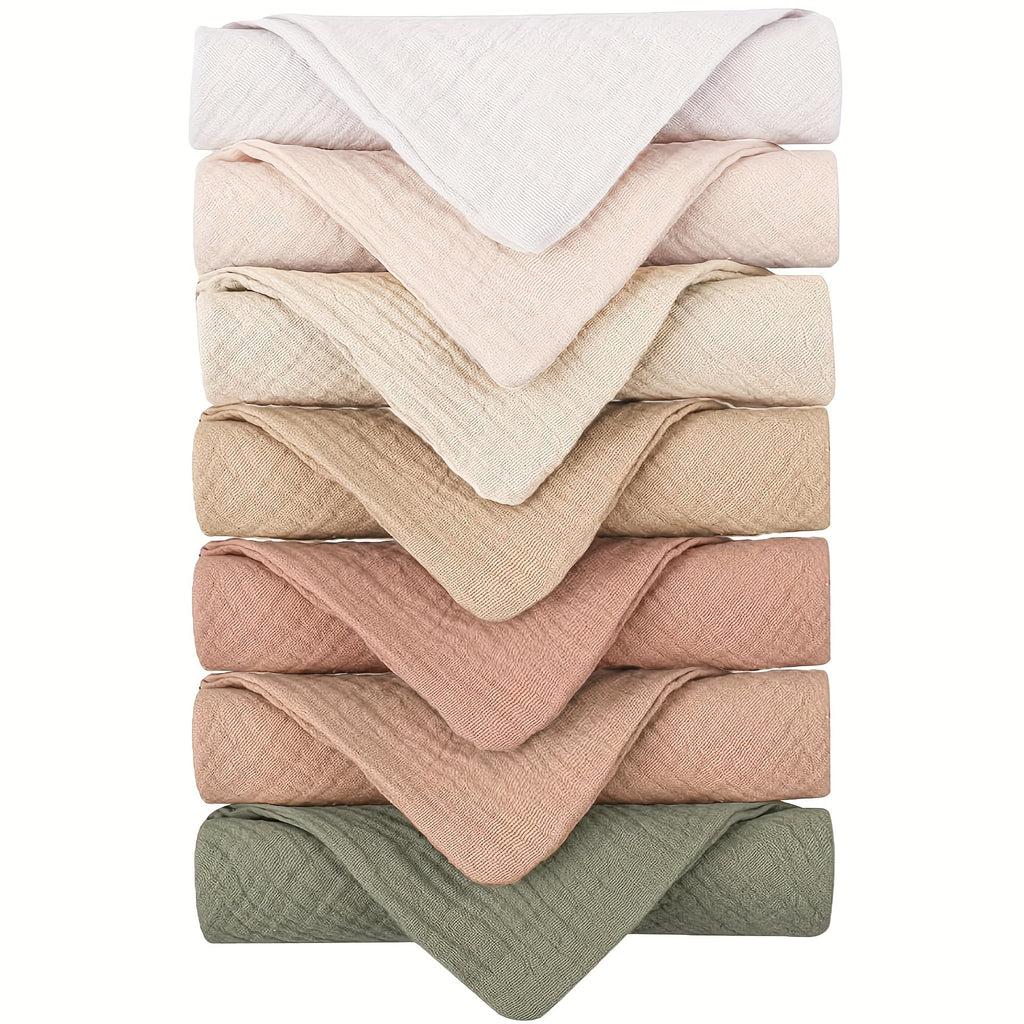 Baby Gauze Washcloths Handkerchief Towels, Soft Double-Layer Muslin Square Face Towels for Newborns & Infants, Gentle Drool & Burp Cloth for Boys & Girls, Baby Shower Gift