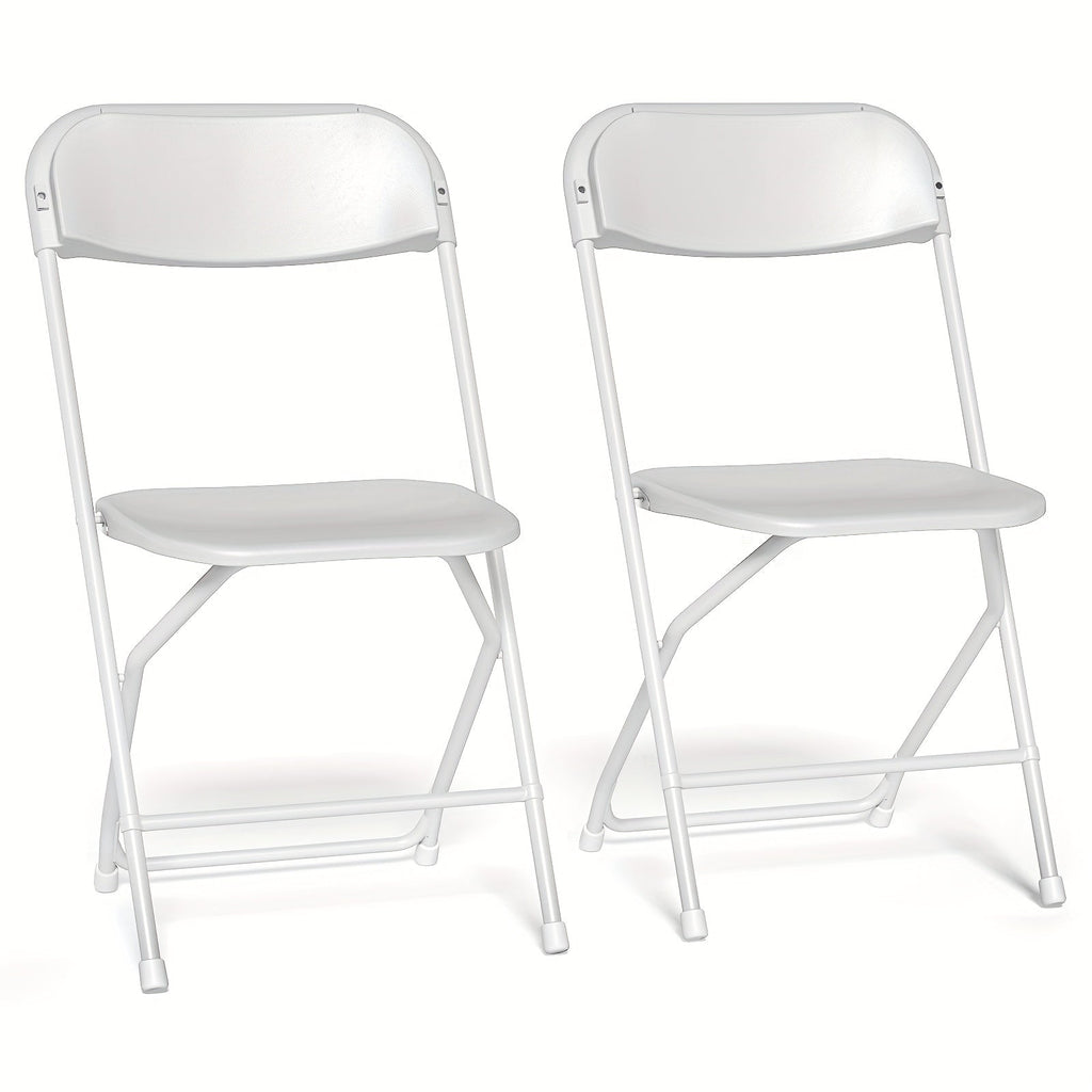 White Folding Chairs 350 lb - Heavy-Duty Plastic with Reinforced Steel Frame, Commercial-Grade Stackable, Indoor & Outdoor - Weddings, Banquets, Parties, Restaurants & More - 2/10/24/50 Pack