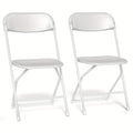 White Folding Chairs 350 lb - Heavy-Duty Plastic with Reinforced Steel Frame, Commercial-Grade Stackable, Indoor & Outdoor - Weddings, Banquets, Parties, Restaurants & More - 2/10/24/50 Pack