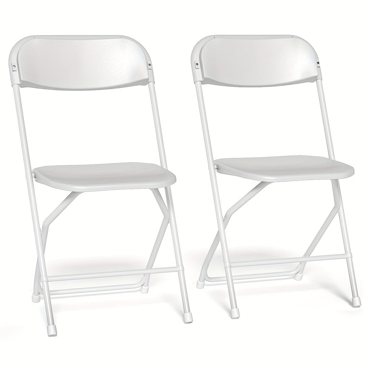 White Folding Chairs 350 lb - Heavy-Duty Plastic with Reinforced Steel Frame, Commercial-Grade Stackable, Indoor & Outdoor - Weddings, Banquets, Parties, Restaurants & More - 2/10/24/50 Pack