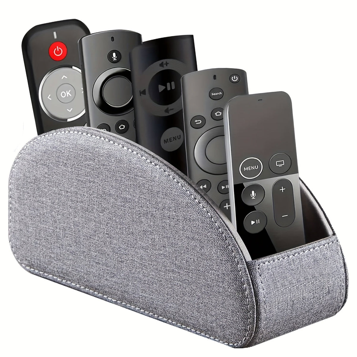 Remote Control Holder with 5 Compartments, Faux Leather Desktop Organizer Caddy for Living Room, Holds TV Remotes, Pens, Eyeglasses, Makeup Brushes, and Office Stationery, Home Decor Storage Box Accessory