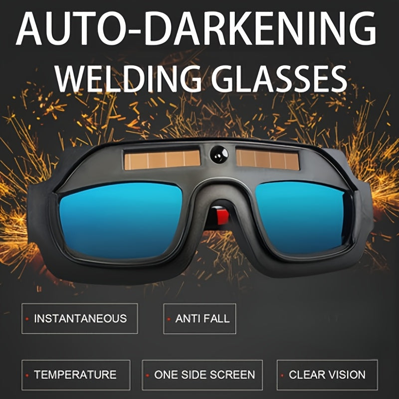 Auto-Darkening Welding Goggles, True Color Lens Anti-Glare Safety Welding Glasses for TIG MIG MMA Plasma, Lightweight Photochromic Welder Glasses with Flame-Retardant Frame & Elastic Headband