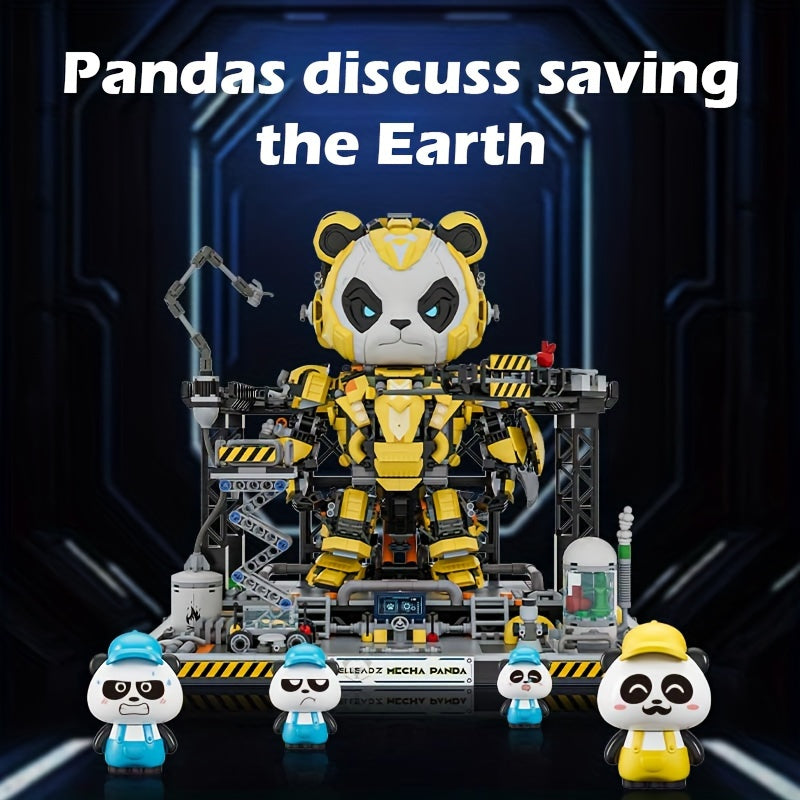 2198pcs Mecha Panda Building Blocks Set - Cool Transforming Robot Puzzle Toy for Kids & Adults, Creative STEM Brick Kit, Perfect Christmas Birthday Gift, Living Room Display Model