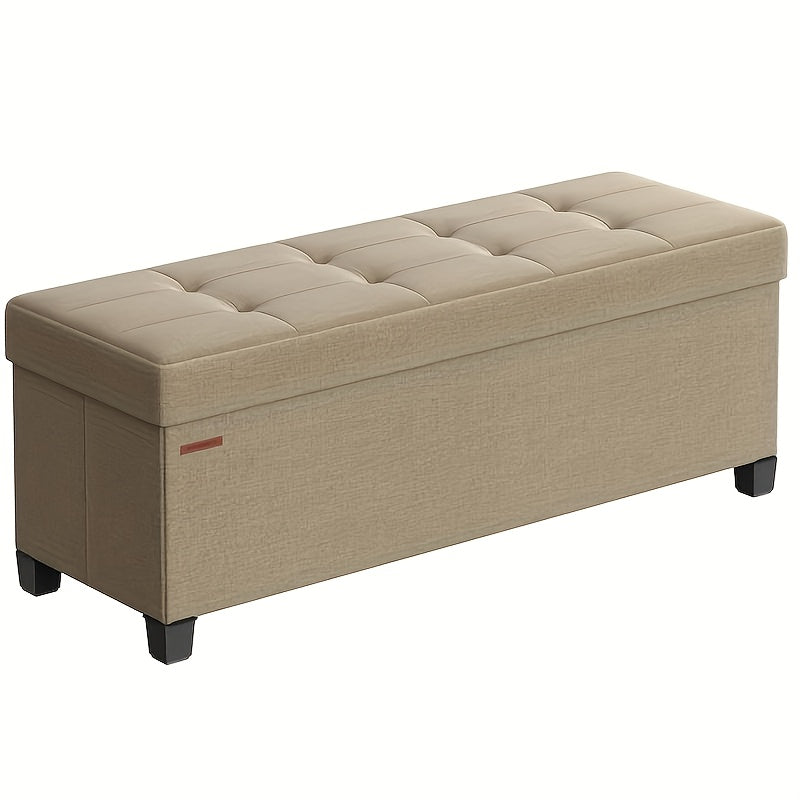 Folding Storage Ottoman Bench 30-Gallon 43.3" – Large Capacity Storage Chest Foot Rest Stool for Bedroom Living Room in Brown Gray Black Blue