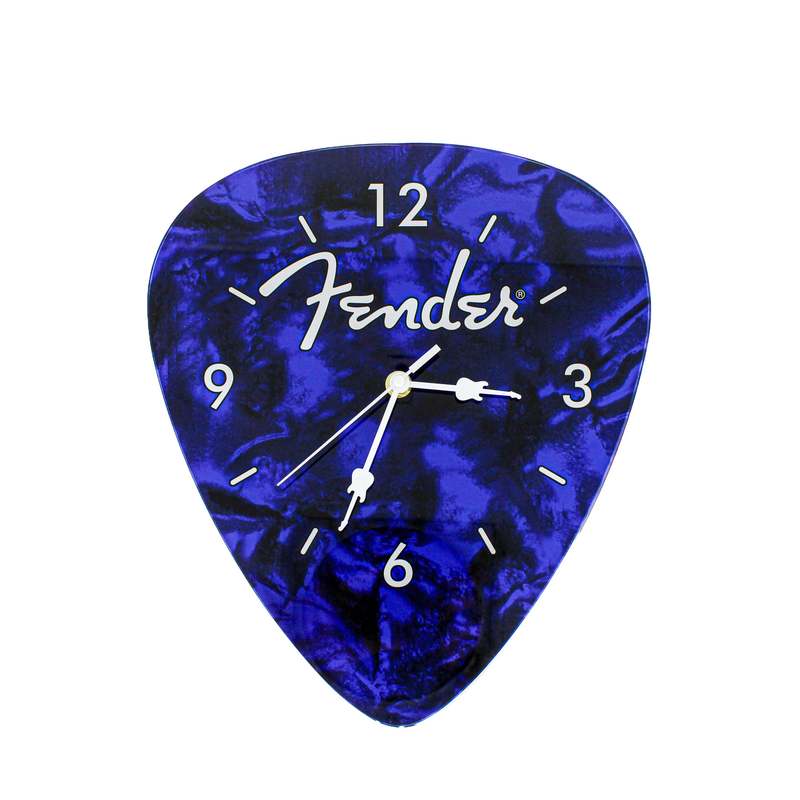 Fender Guitar Pick Shaped Wall Clock - Music Room, Studio & Home Decor - Blue