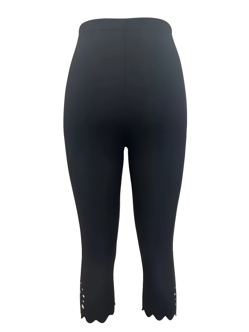 Women's High-Stretch Cut-Out Capri Leggings, Mid-Calf Breathable Tummy Control Pants – 95% Polyester Non-Sheer Elastic, Black, S-XXL