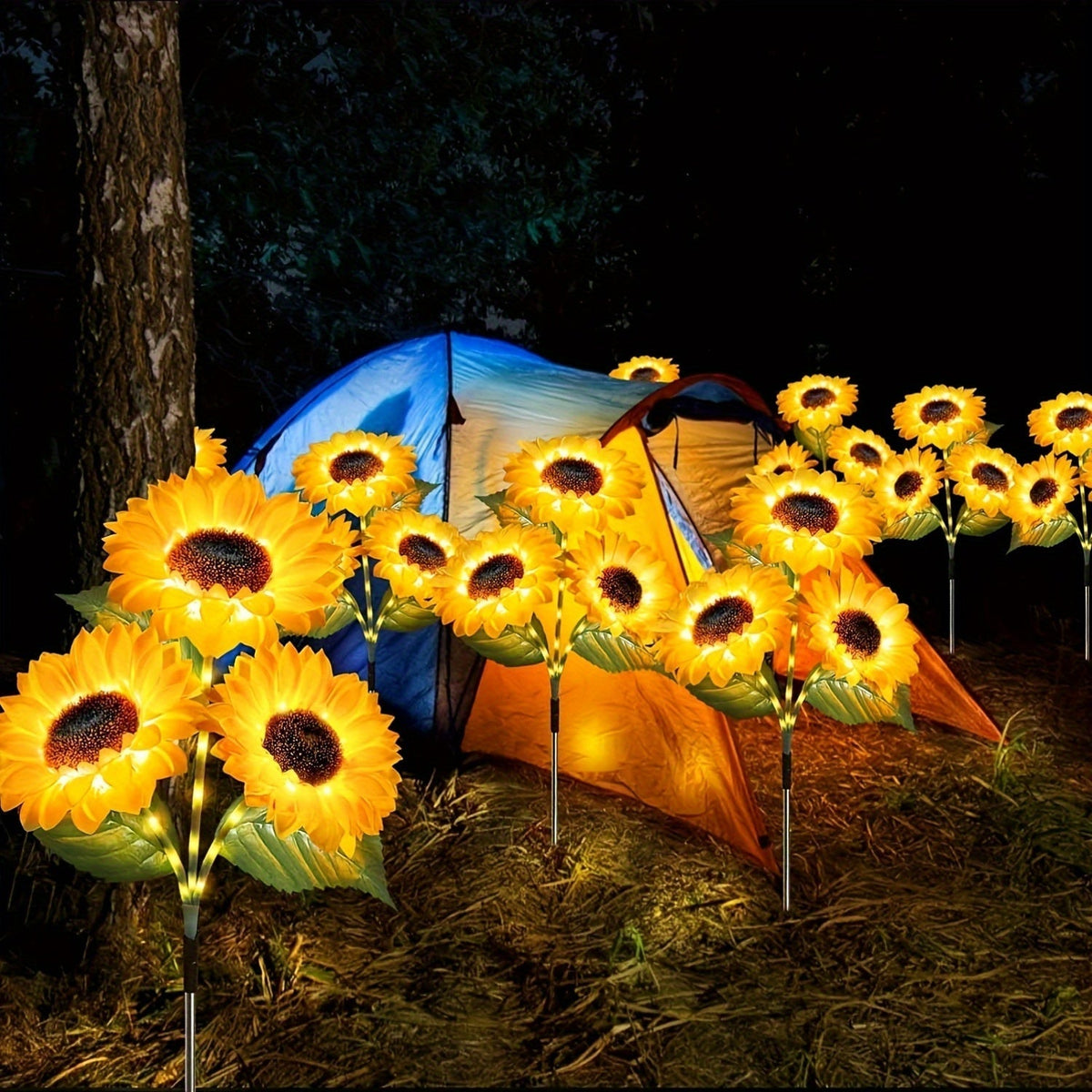 Solar Sunflower Garden Lights Outdoor Waterproof Decorative Stake Lights for Pathway, Lawn, Patio, Yard, Flower Bed, Auto On/Off, Solar-Powered Garden Decor Gift (1 or 2 Pack)
