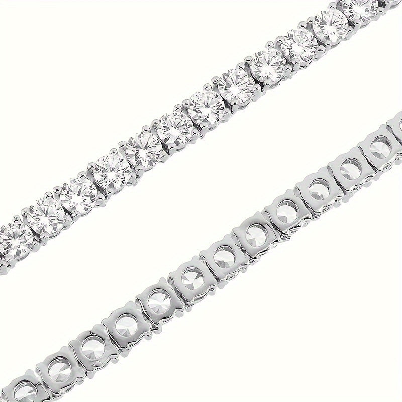 S925 Sterling Silver Moissanite Tennis Bracelet for Women and Men – Luxury CZ Bling Hip Hop Bracelet, Sizes 6–9 Inches, Perfect for Weddings, Anniversaries, and Birthdays
