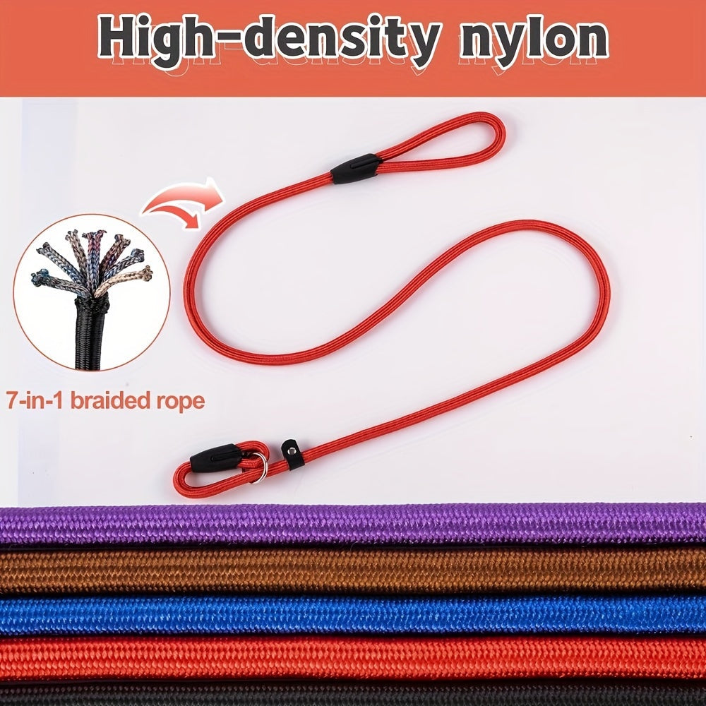 5-Pack Slip Lead Dog Leash - Nylon Rope Training Leads for Dogs of All Sizes, Durable Strong Dog Training Leash Set for Puppy, Small, Medium, and Large Dogs, Vet & Shelter Favorite