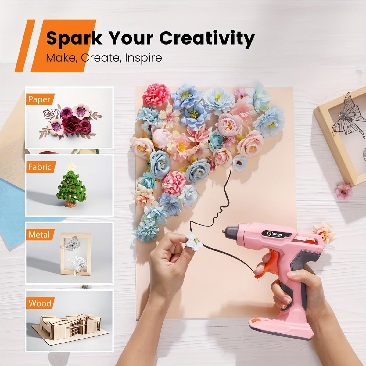 Cordless Hot Glue Gun, USB Rechargeable with 25 Glue Sticks – 20-Second Fast Heating, Anti-Drip Safety Design for DIY Crafts, Home Repairs, Plush Toy Restoration, and Handmade Projects – Pink, Grey, Blue