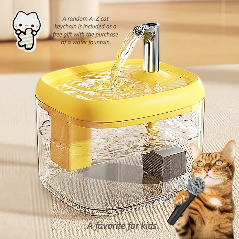 Ultra-Quiet USB Cat Water Fountain – Fully Automatic Circulating Smart Pet Water Dispenser, No Batteries Required, Available in Gray, White & Yellow