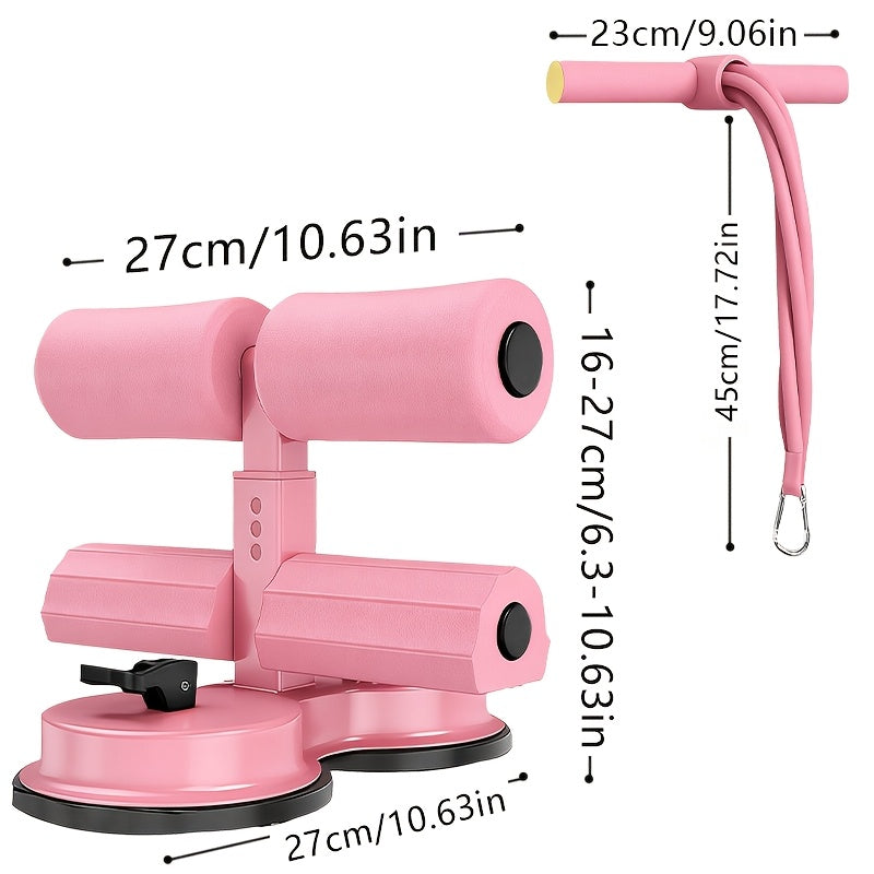 Portable Sit-Up Bar – 3-Section Adjustable Design, Dual Suction Cups & Resistance Bands, Lightweight Home Core Fitness Equipment for Small Spaces