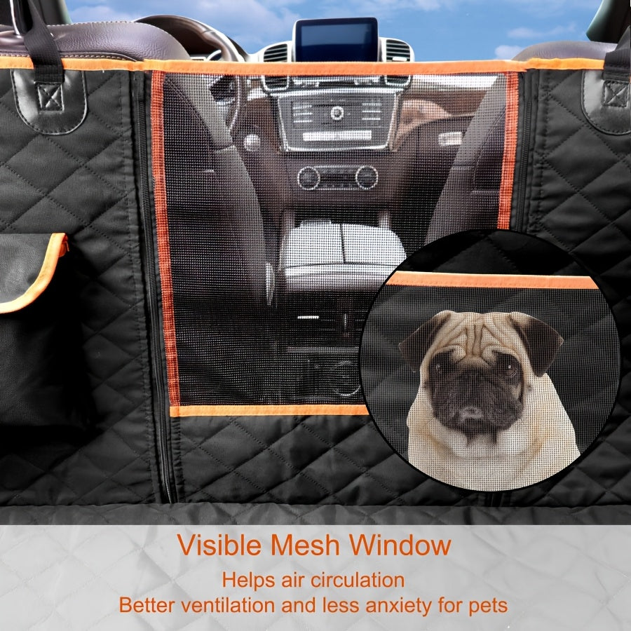 Heavy Duty Dog Car Seat Cover Waterproof Non-Slip Backseat Protector Scratch-Proof Spill-Proof Nylon Pet Seat Cover with Side Flaps for SUV, Sedan, and Truck, Easy Install, Machine Washable