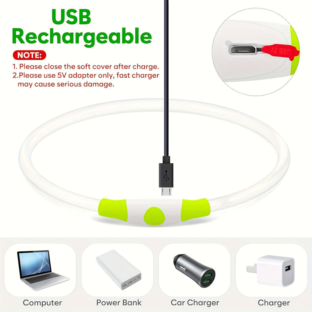USB Rechargeable LED Dog Collar – 360° Glow Safety Collar with 3 Modes, Adjustable TPU Cuttable Collar for Small, Medium, and Large Dogs, Ideal for Night Walking, Running & Hunting