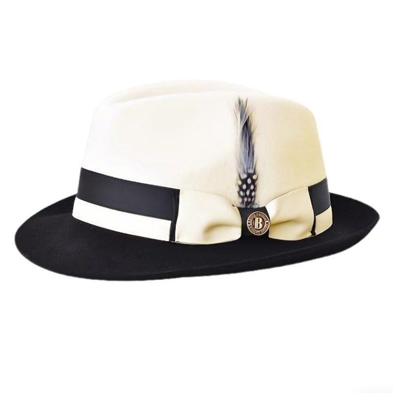 Men's Vintage British Gentleman Top Hat – Cashmere Wool Blend Adjustable 57-60cm, Classic Fall Winter Dress Hat in Black, White, Red, and Yellow, Stylish Gift for Men's Birthdays and Holidays