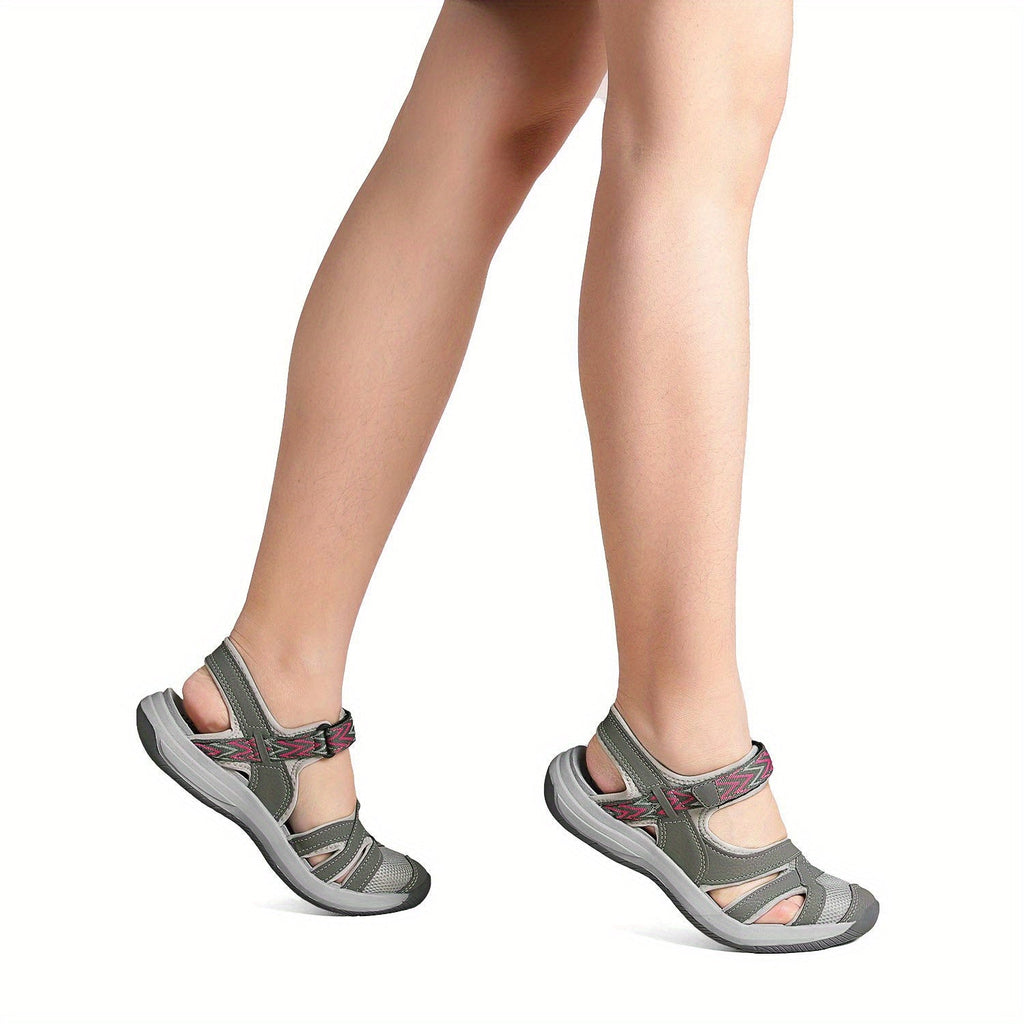 Women's Hiking Sandals Outdoor Sport Athletic – Breathable Soft Comfort Summer Walking Sandals Hook-and-Loop Closure Closed-Toe TPR Sole Gift for Mom Daughter Ladies