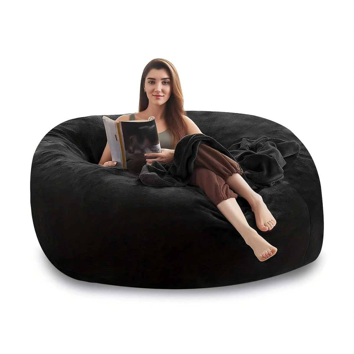 Oversized Bean Bag Chair 4ft 5ft 6ft Memory Foam Filled Micro Velvet Cover Sofa Bed Lounger No Assembly for Living Room Bedroom Adults – 7 Colors