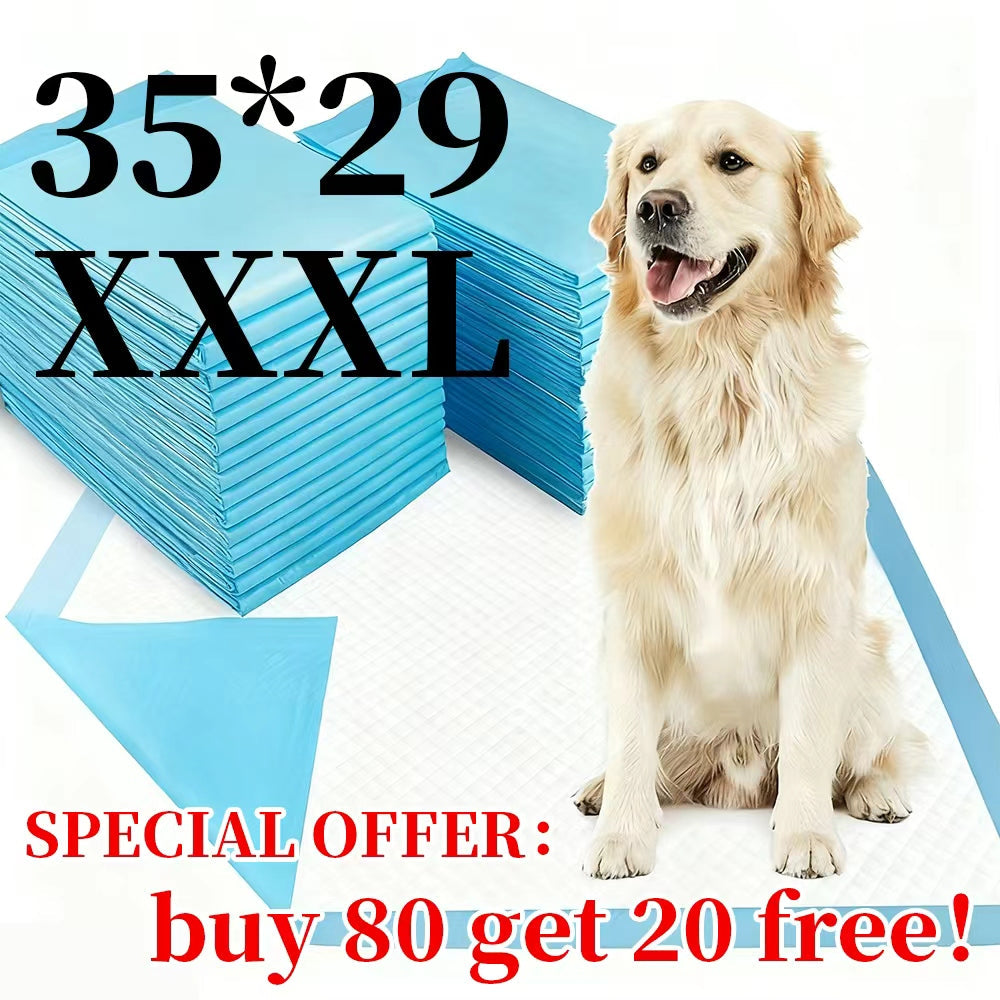 XXXL Dog Pee Pads 80+20 Bonus Pack – 6-Layer Odor-Resistant Leak-Proof Disposable Training Pads for Small, Large & Elderly Dogs, Two Sizes 23x23 or 29x35 Inches, 100 Total Pads