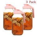 64oz Mason Jar with Handle & Lid – BPA-Free High Borosilicate Glass Beverage Carafe, Leak-Proof, 2/3 Pack, for Sports, Outdoor, Juice, Water, Kombucha, Holiday Gift