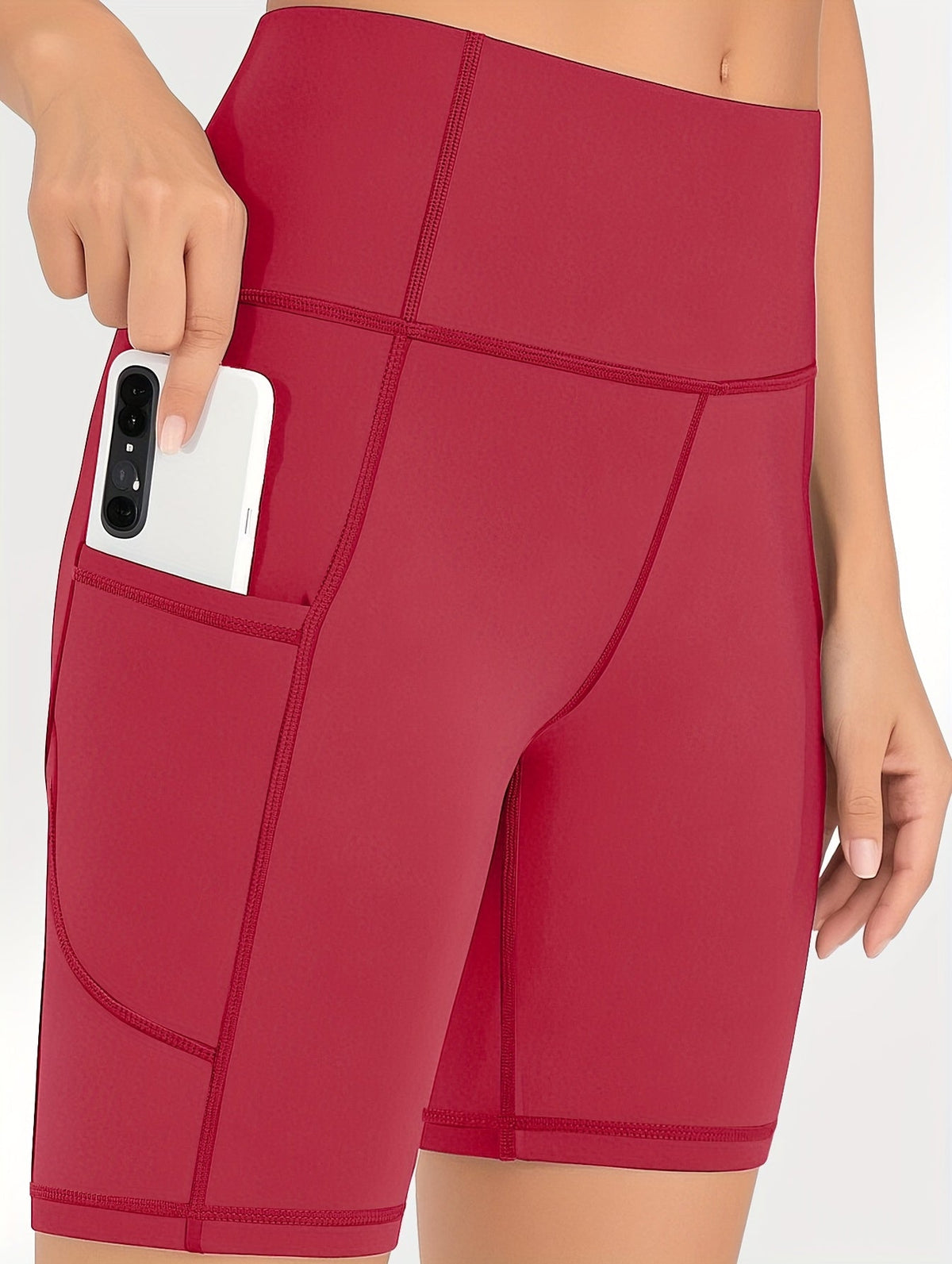 Women's High-Waist Yoga Shorts 5-Pack with Pockets, Sweat-Wicking, Elastic Waistband, Tummy Control, Workout/Running/Cycling Shorts for Women, Sizes M-XXL, Mixed Colors