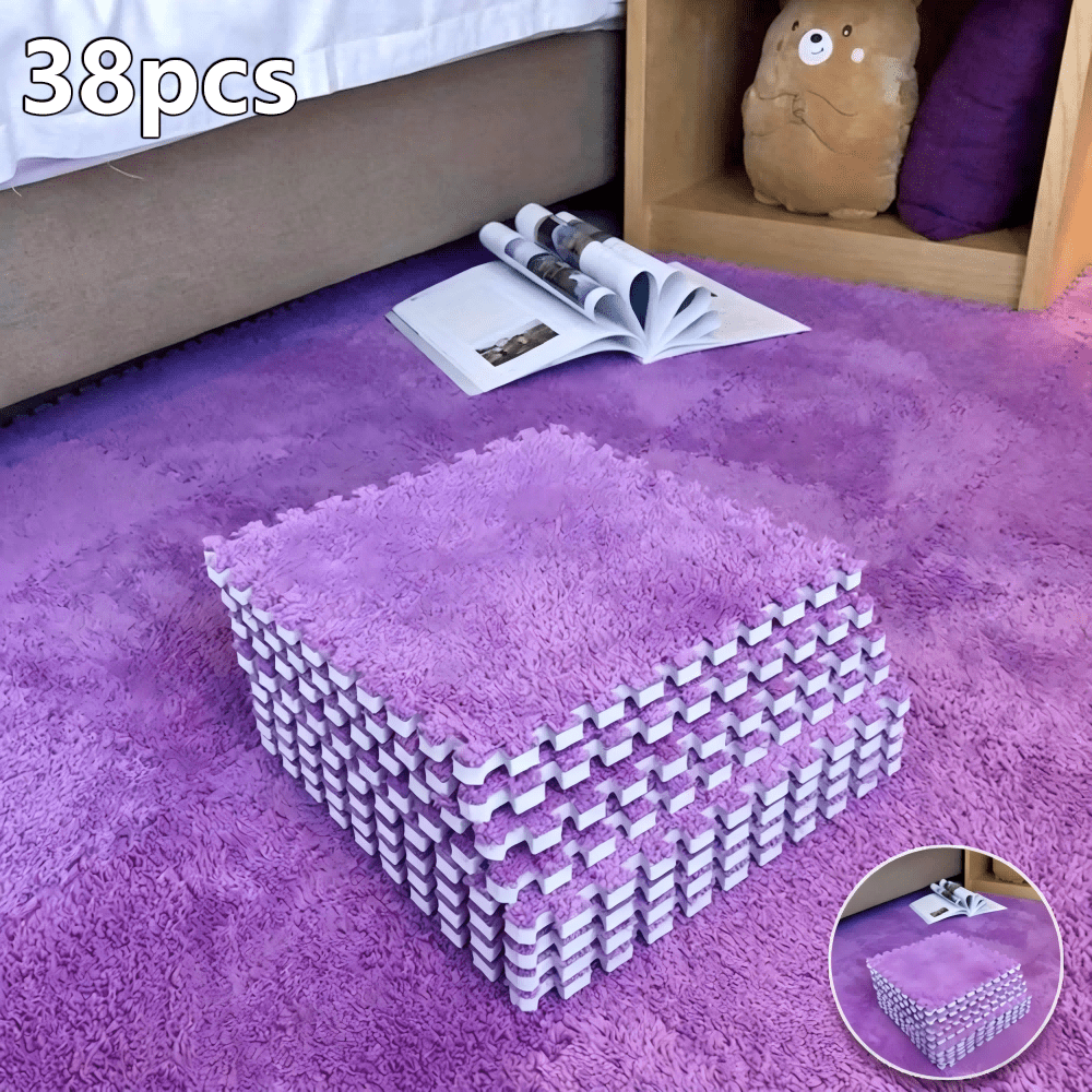 38 Pcs EVA Foam Patchwork Floor Mat Tiles Non-Slip Impact Resistant Interlocking Carpet for Living Room Bedroom Bay Window & Fitness – 8 Colors