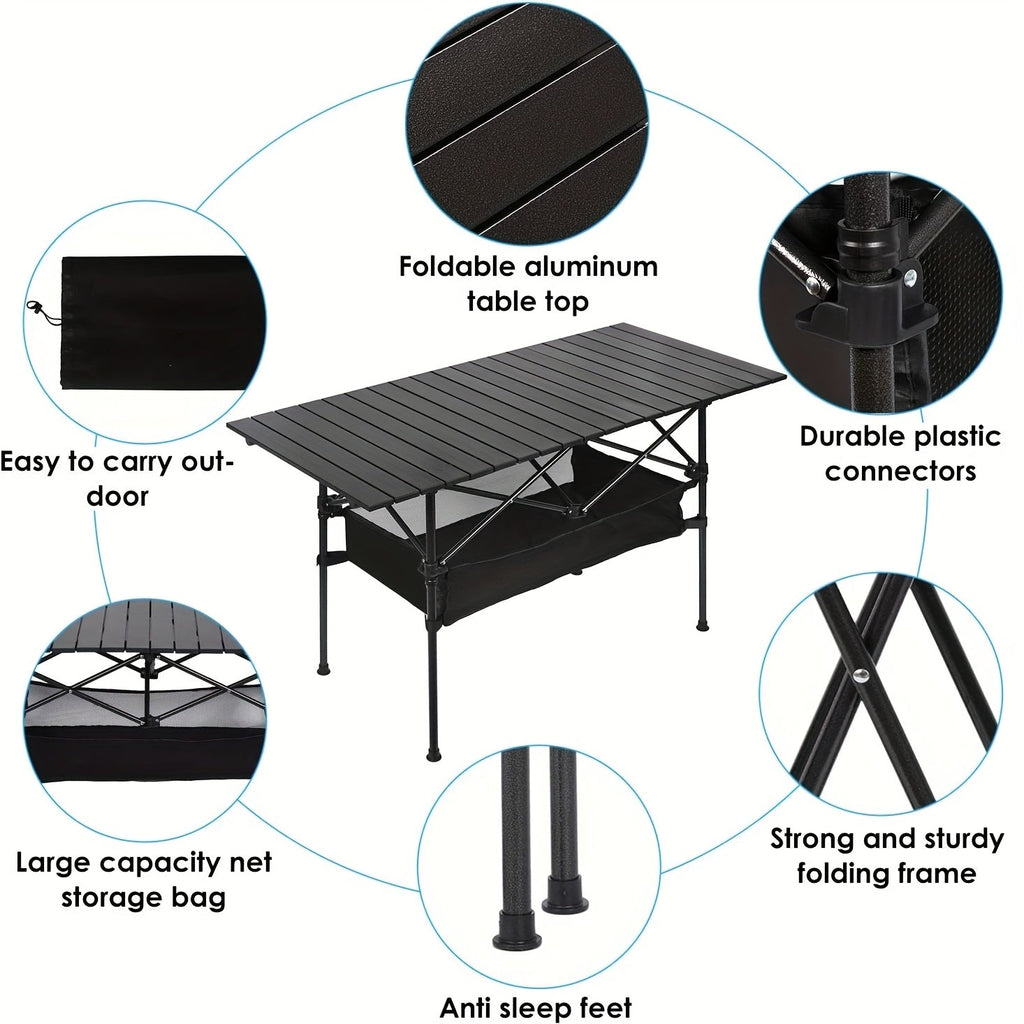 Folding Camping Table with Carry Bag – Lightweight Portable Outdoor Table, 3 Sizes for Camping, Beach, Picnic, BBQ, Backyard, Boat & Travel, Easy Setup & Storage