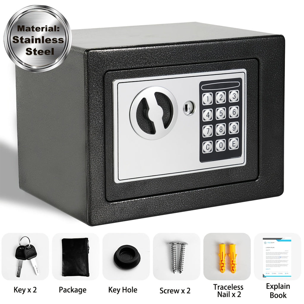Fireproof Home Safe with Digital Keypad, Keys & Passcode Lock – Includes Fireproof Money Bag, Sensor Light & Adjustable Shelf for Home, Office, Business, Money & Valuables