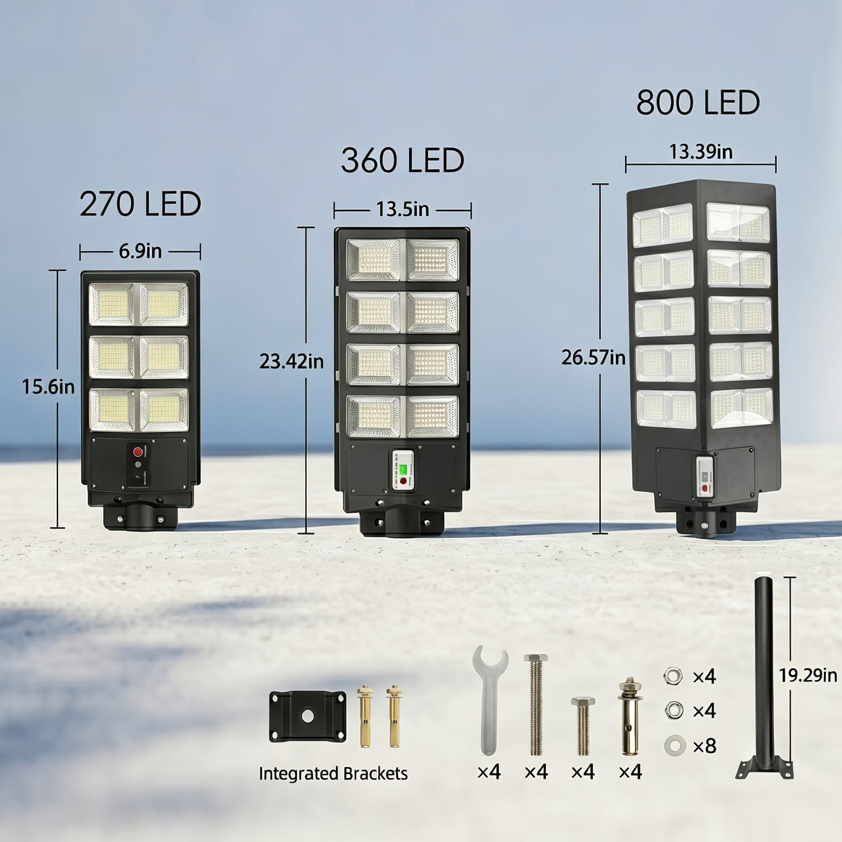 Outdoor Solar Street Light with Motion Sensor & Remote - IP54, Dusk-to-Dawn, 3 Modes, 270° Wide-Angle, 270/360/800 LED for Parking Lot, Courtyard, Garden & Garage - Matte Black
