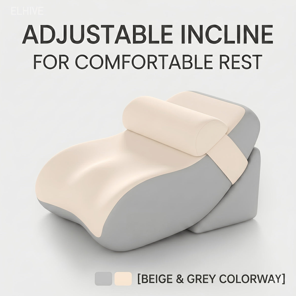 Adjustable Backrest Pillow Set of 3 – Memory Foam Reading Wedge Cushion Multi-Angle Ergonomic Support for Head Neck & Back Lounge Pillow for Bed Gaming TV with Washable Cover