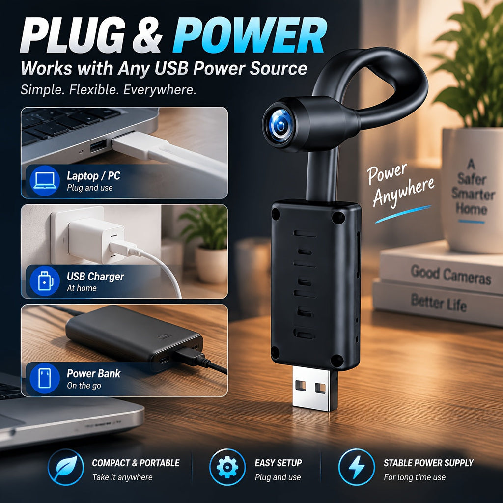 Smart Mini Camera 1024P 3-Pack - Motion Detection, Built-In AP Hotspot, Real-Time Viewing Without Internet, 2.4G, Portable for Classroom, Office, Lecture & Indoor Security