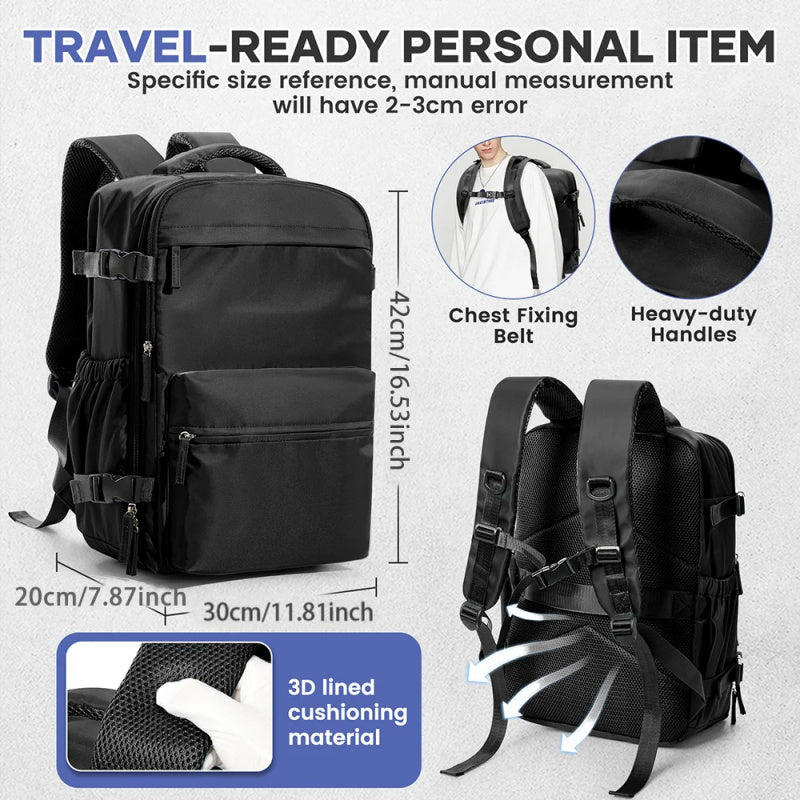 Vacuum Seal Travel Backpack with Air Pump – Expandable Large-Capacity Compression Space-Saver Laptop Carry-On Bag, Oxford Cloth for Men and Women, Hiking, Camping, and Travel