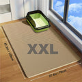 超大号双层猫砂垫 XXL 47.2x27.6 英寸 - 防溅防漏 EVA 材质，防滑可清洗防臭猫砂捕捉垫，适用于猫砂盆，米色