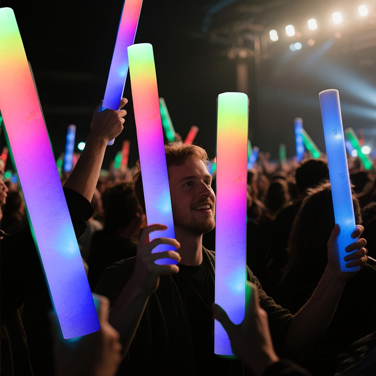 LED Foam Light Sticks Bulk Pack 28, 48 or 100 Pieces – 3-Mode Color Changing Flashing Glow Sticks for Parties, Weddings, Concerts, Birthdays, Halloween, Christmas, Camping and Cheering Events