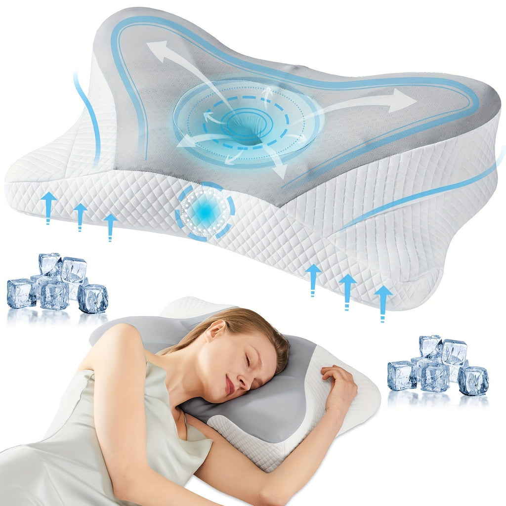 Cervical Neck Pillow, Memory Foam Ergonomic Contour Pillow for Neck Pain Relief, Cooling Pillowcase Included, Orthopedic Bed Pillow for Side, Back, and Stomach Sleepers, Shoulder & Spine Support Sleep Pillow