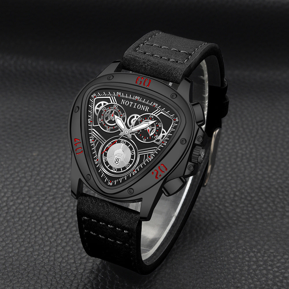 2pcs Men's Watch Set: Sports Triangle Dial Silicone Strap and Retro Square Dial Quartz Watch with Date Display, Casual Dress Watches for Valentine's Day or Father's Day Gift