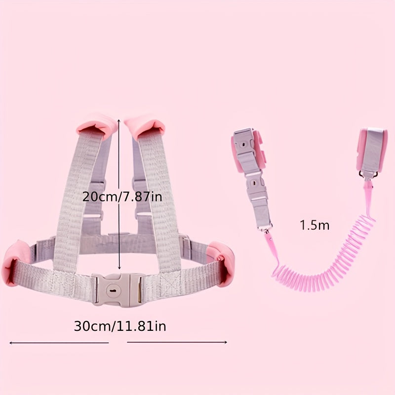 Baby Anti-Lost Wrist Leash Safety Harness, Retractable Spring Traction Rope with Wristband & Key Lock, Toddler Walking Leash for Parents & Kids in 55 & 63 Inch Lengths, Blue & Pink