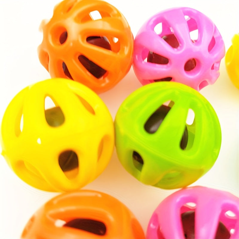 Colorful Bird Toy Bell Balls 10pcs Plastic Jingle Bell Balls for Parrots, Budgies, Cockatiels, and Conures, Boredom Relief Cage Accessory Decorative Bird Toys