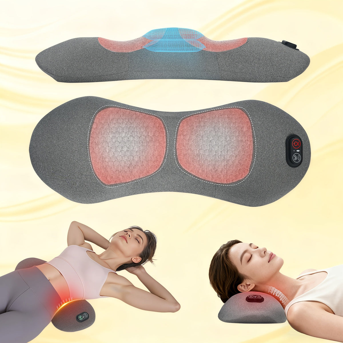 3-in-1 Lumbar Support Pillow – Vibration Massage, Heat Therapy & Air Cushion Lift, Ergonomic Lower Back Pillow for Office Chair & Car, Soothes Stiffness & Muscle Tension – Nova Mart