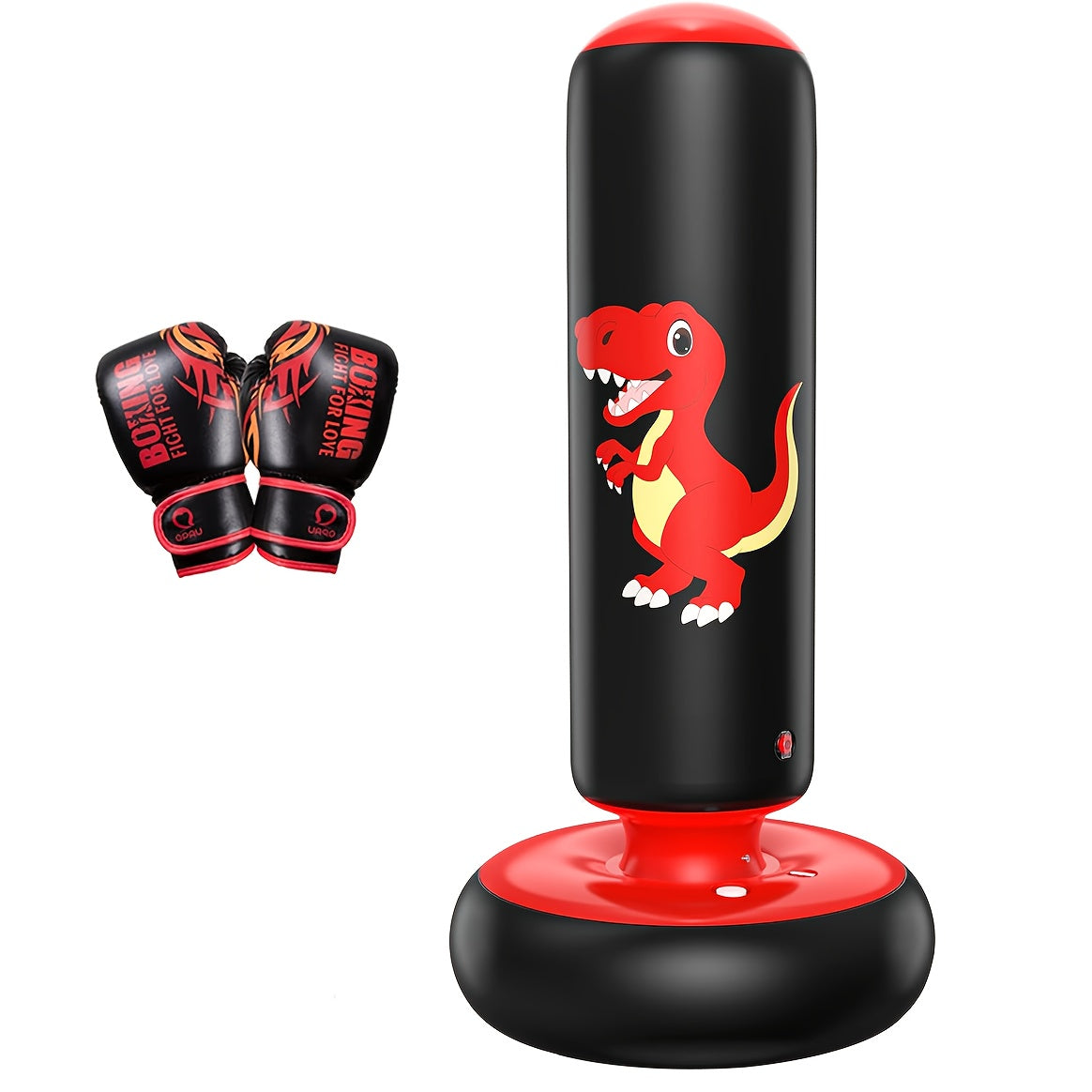 48-Inch Dinosaur Inflatable Punching Bag for Kids – Stable Bop Bag Boxing Set with Gloves for Karate, Taekwondo & Active Play, Fun Dinosaur Toy Gift for Boys & Girls, Blue & Red