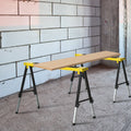 Sawhorse 2-Pack, 12-Level Adjustable Height 24.4"-35.4", 220 lbs Max Load, A-Frame Steel, Non-Slip EVA Surface, Folding & Portable with Carry Handle, for Woodworking, DIY & Construction