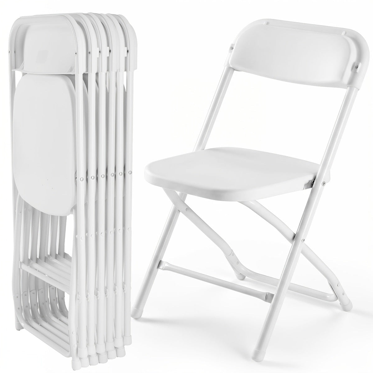Plastic Folding Chair 330LB Heavy Duty – Lightweight Foldable Chairs for Office Indoor Outdoor Events in Black & White (Set of 4 / 6 / 10)