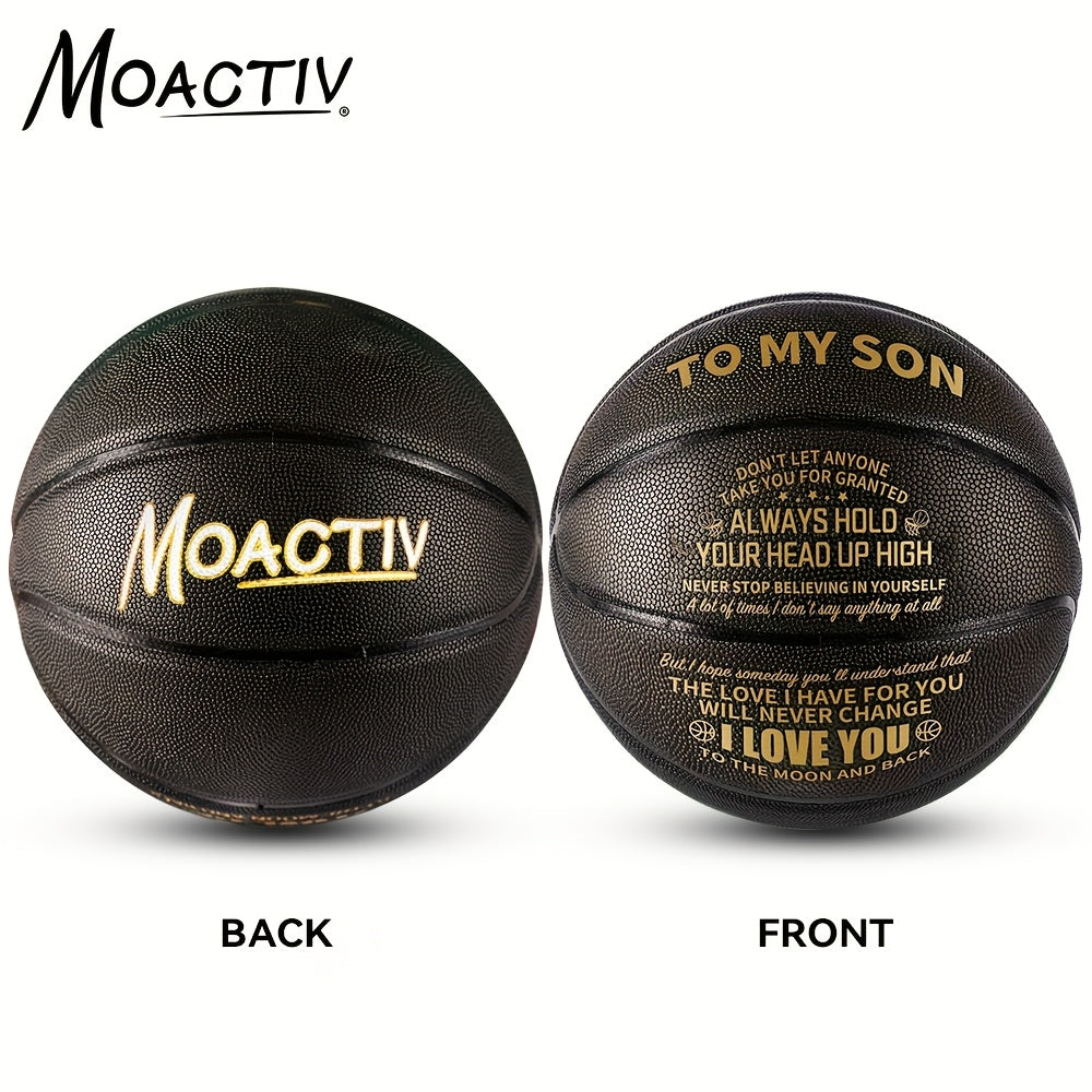 Engraved Basketball for Grandson & Son – Personalized Inspirational Size 7 Basketball with Pump, Motivational Gift for Birthday, Christmas, Anniversary, Blue Red Gold Black
