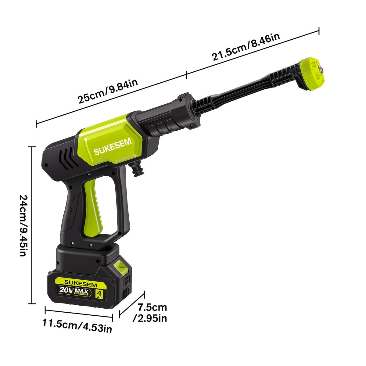 Cordless High-Pressure Cleaner with Rechargeable Battery & 6-Speed Adjustable Nozzle - Portable Power Washer for Car Washing, Yard, Garden & Green Plants - 1 or 2 Battery Kit