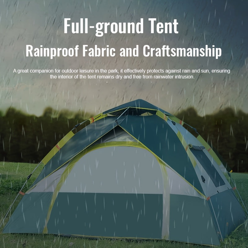 Automatic Instant Pop-Up Camping Tent 1-3 or 3-4 Person – Full Season Windproof Lightweight Tent with Double Doors & Mesh Windows for Camping, Hiking, Hunting, Travel & Outdoor Shelter