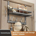 Over-the-Door Storage Rack with Hooks, Heavy-Duty Metal Organizer for Bedroom, Bathroom, Kitchen, and Closet Door, No Tools Required, 4 to 8 Hooks