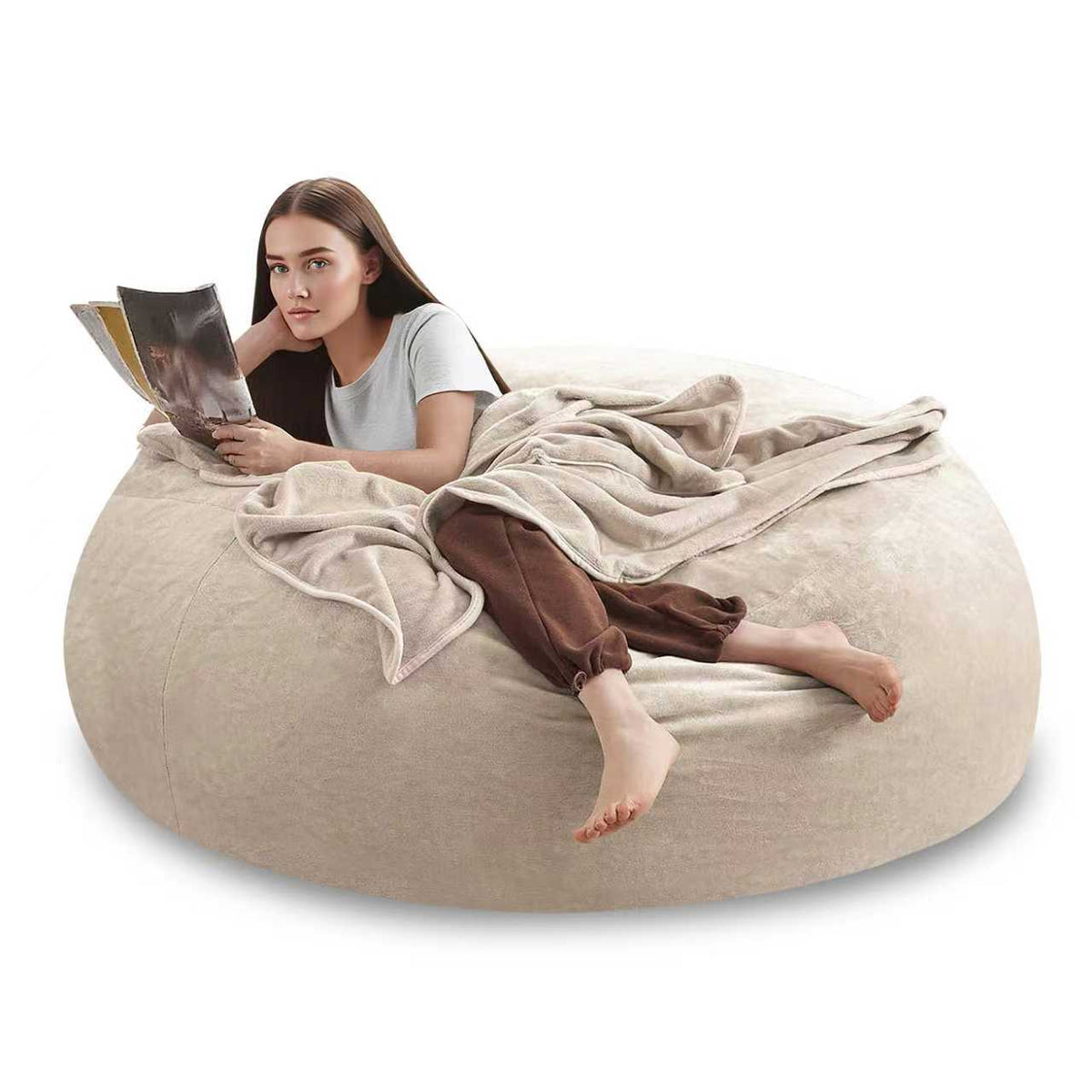 Oversized Bean Bag Chair 4ft 5ft 6ft Memory Foam Filled Micro Velvet Cover Sofa Bed Lounger No Assembly for Living Room Bedroom Adults – 7 Colors