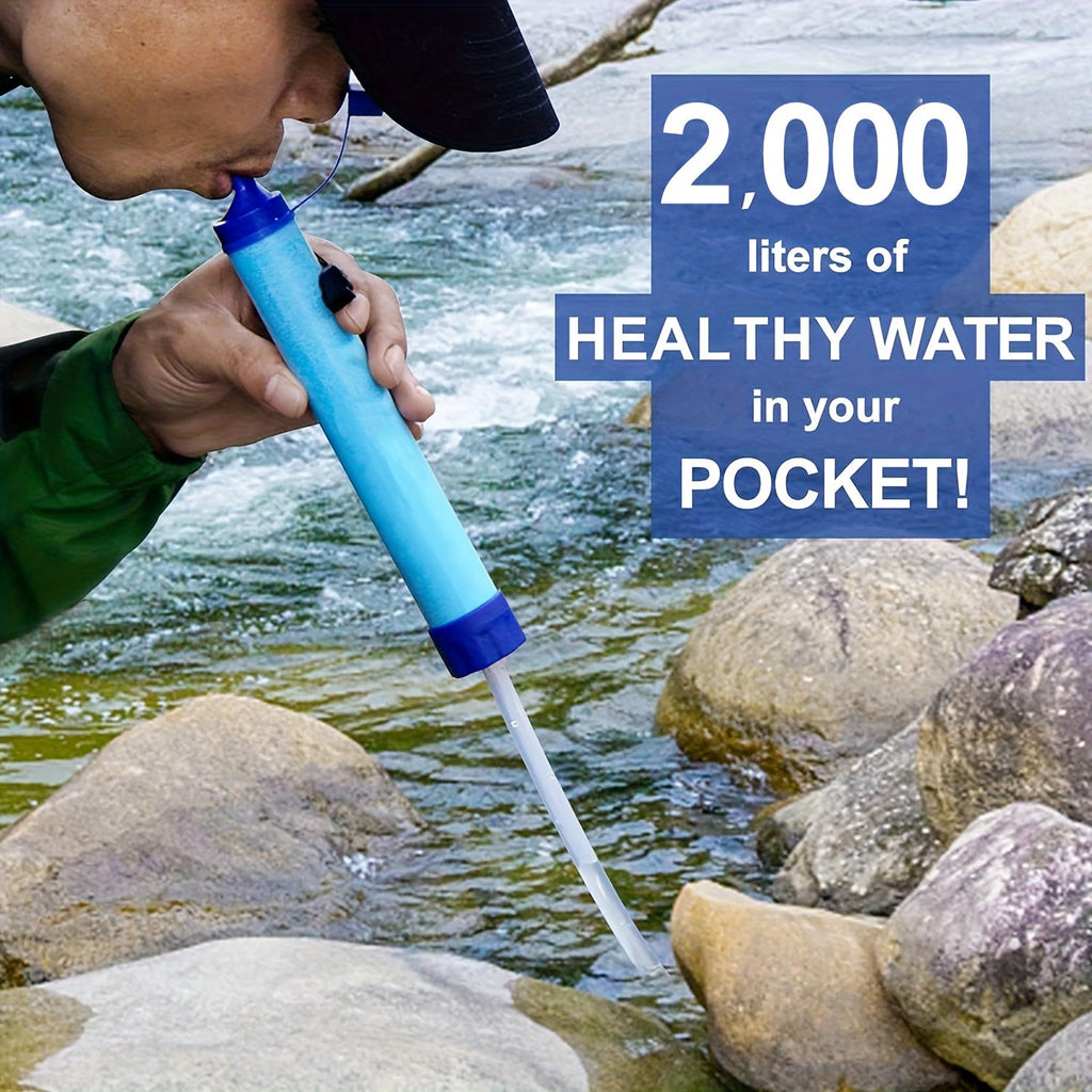 Personal Water Filter Straw Mini Water Purifier Survival Gear for Hiking, Camping, Travel, and Emergency Preparedness, Portable Filtration Straw Removes Bacteria & Contaminants - Set Options (1, 2, & 4 Pack)