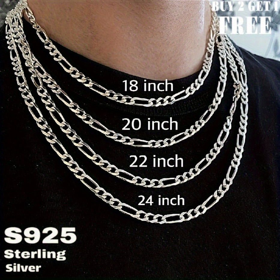 925 Sterling Silver Figaro Chain Necklace – 6mm Wide, 18 to 24 Inches, Unisex for Men & Women, Includes Gift Box – Classic Silver Chain for Everyday Wear & Gifting