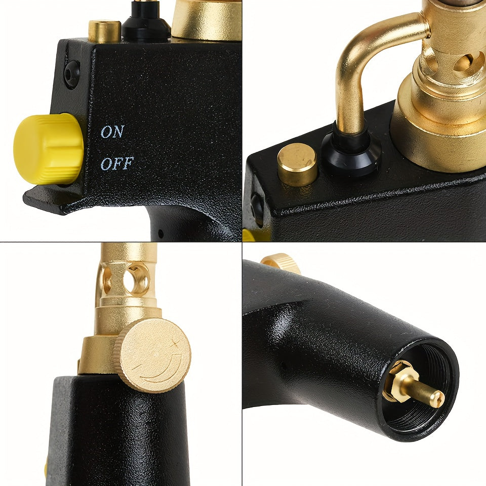 Trigger-Start MAPP/Propane Torch Head - Piezo Ignition, Adjustable Flame, Safety Lock for Welding, Soldering, Brazing, Heating, Thawing & Steak Searing