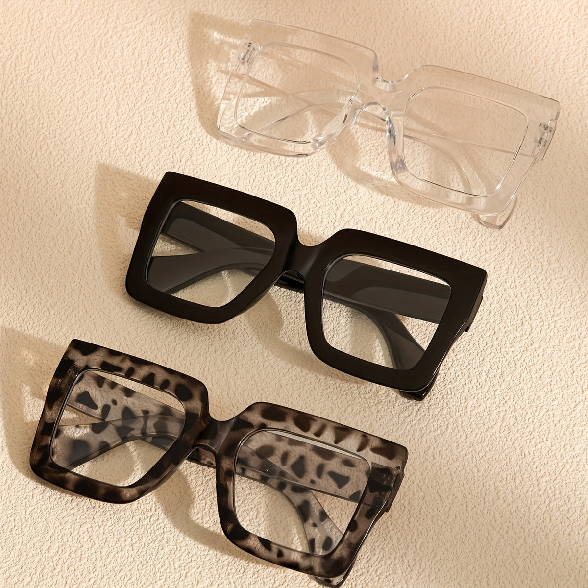 Vintage Square Full Rim Clear Lens Glasses Set (3pcs/4pcs) Polycarbonate Fashion Eyewear for Women and Men - Retro Office Everyday Blue Light Blocking Style Frames